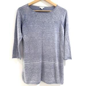 PUREJILL J Jill light slate blue linen cotton lightweight longline sweater top